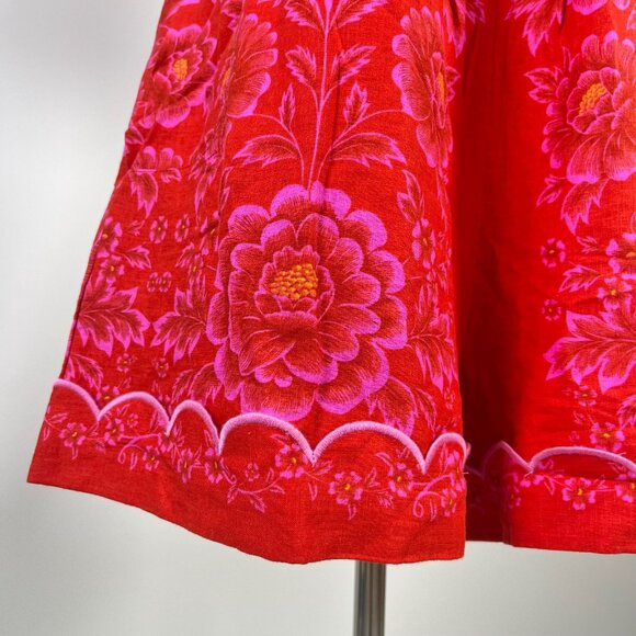 NWOT Farm Rio Red Floral Olivia Cut-Out Romper Size L Pockets - Picture 8 of 16